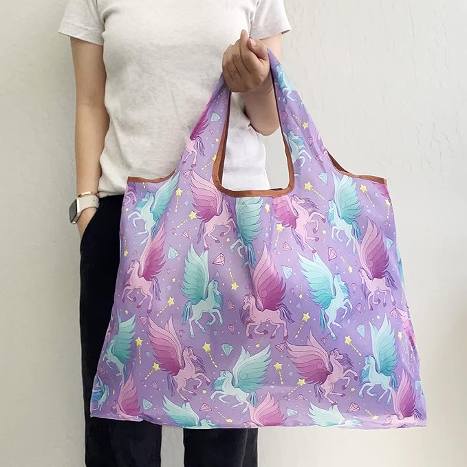 Unicorns & Pegasus Large Foldable Reusable Nylon Bags (set of 3)