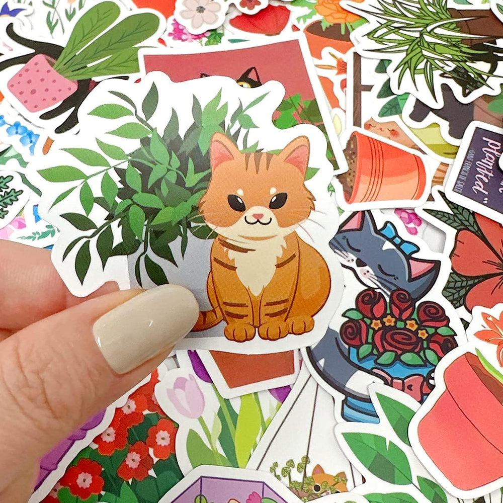 Cats & Plants Waterproof Vinyl Stickers (100 stickers)