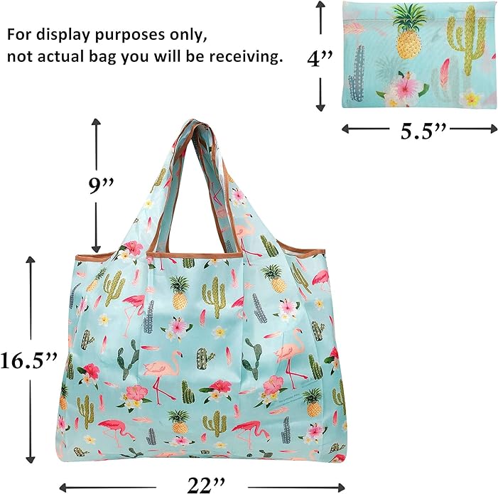 Tropical Beauty Large Foldable Reusable Nylon Bags (set of 3)