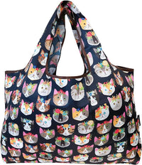 Cats, Dog & Llamas Large Foldable Reusable Nylon Bags (set of 5)