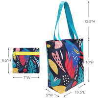 Ripstop Polyester Zipper Tote, Leaf Abstract