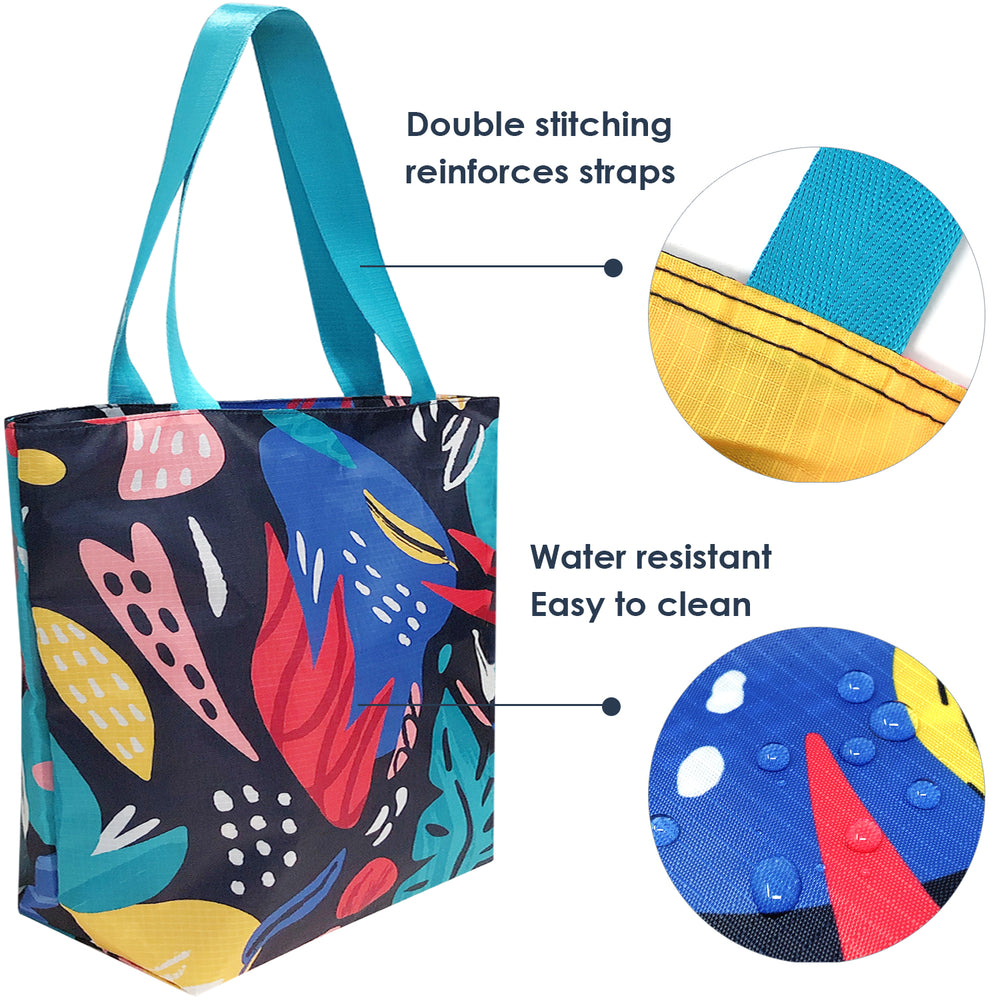 Ripstop Polyester Zipper Tote, Leaf Abstract
