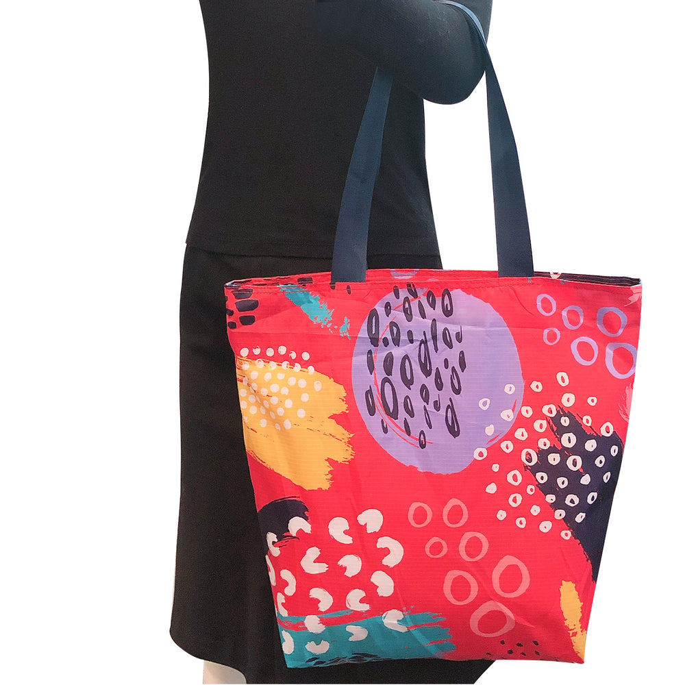 Ripstop Polyester Zipper Tote, Bubble Abstract