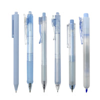 Blue Retractable Gel Pens Black Ink & Highlighter (set of 6)