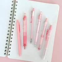 Pink Retractable Gel Pens Black Ink & Highlighter (set of 6)