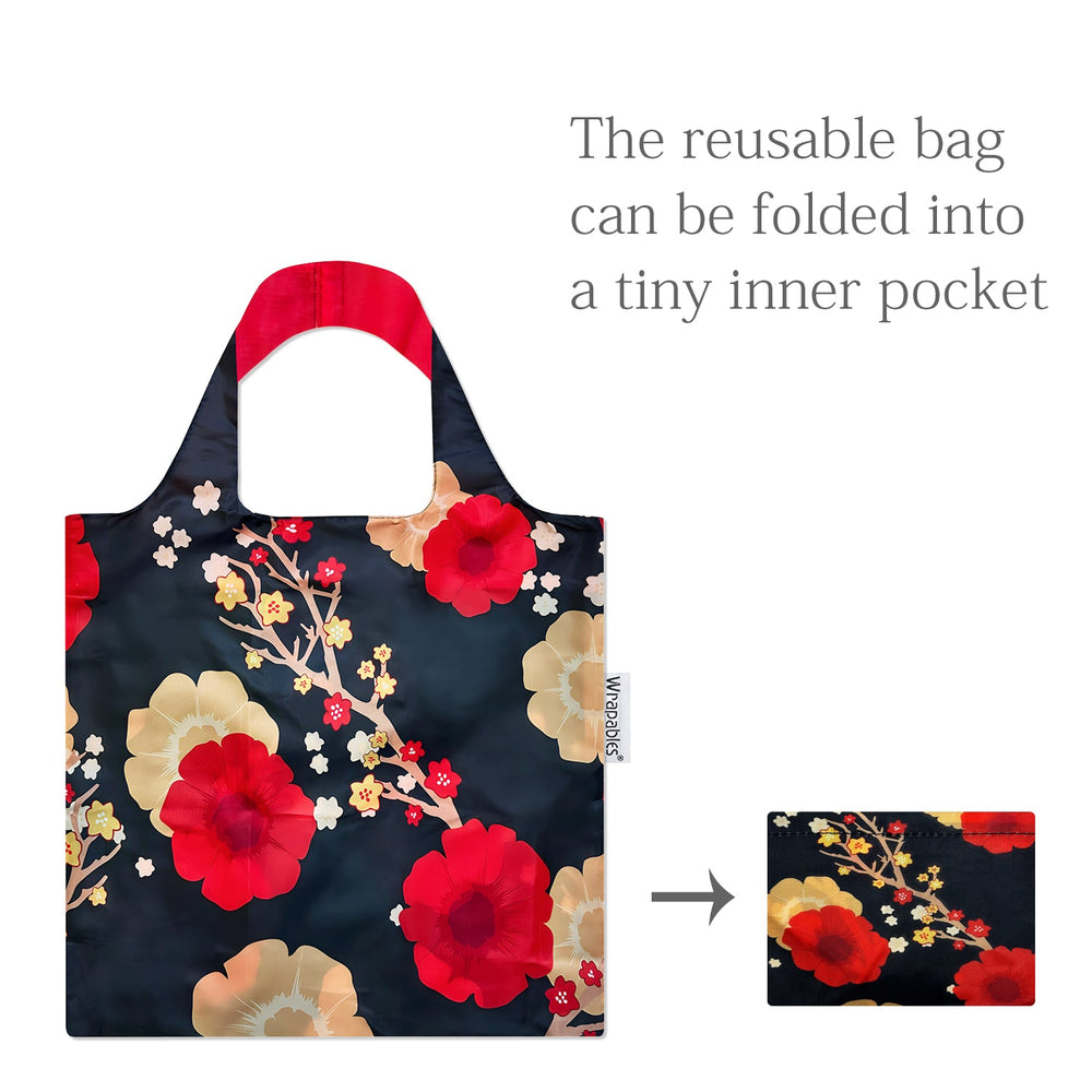 Midnight Floral Mini Allybag Foldable Eco-Friendly Reusable Bag