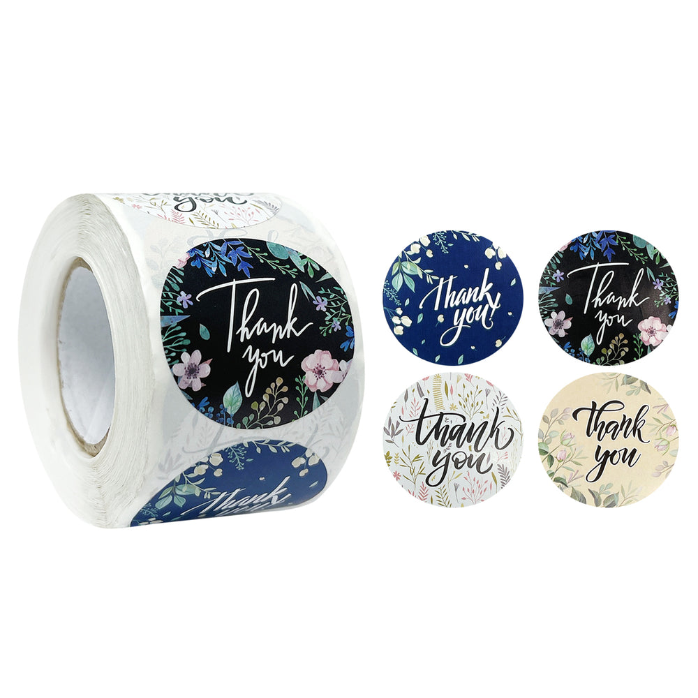 Floral Thank You Sticker Roll 1.5" Label Stickers (500 stickers)