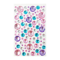 Pink Blue Lilac Large Round Crystal Gem Stickers