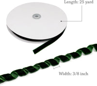 Dark Green Velvet Ribbon Roll (3/8 Inch, 25 Yards)