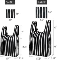 Black & White Stripes Nylon Reusable Foldable JoliBag Grocery Bag (set of 2)