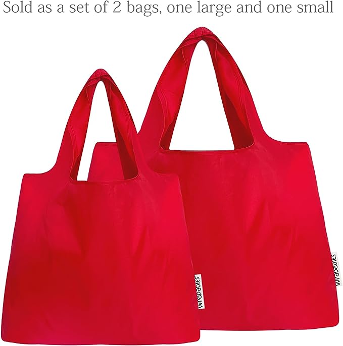Red Small & Large Foldable Nylon Tote Reusable Bags