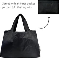 Black Small & Large Foldable Nylon Tote Reusable Bags