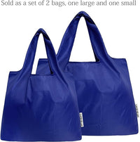 Blue Small & Large Foldable Nylon Tote Reusable Bags