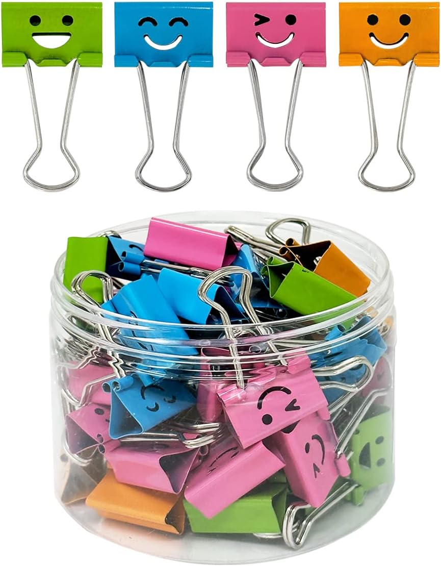 Happy Face Metal Binder Clips Paper Clamps