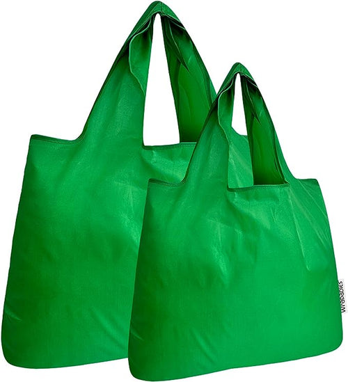 Green Small & Large Foldable Nylon Tote Reusable Bags