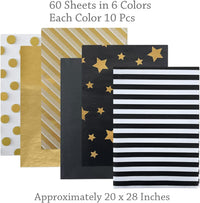 Black & Gold Gift Wrap Tissue Paper, 60 sheets (20" x 28")