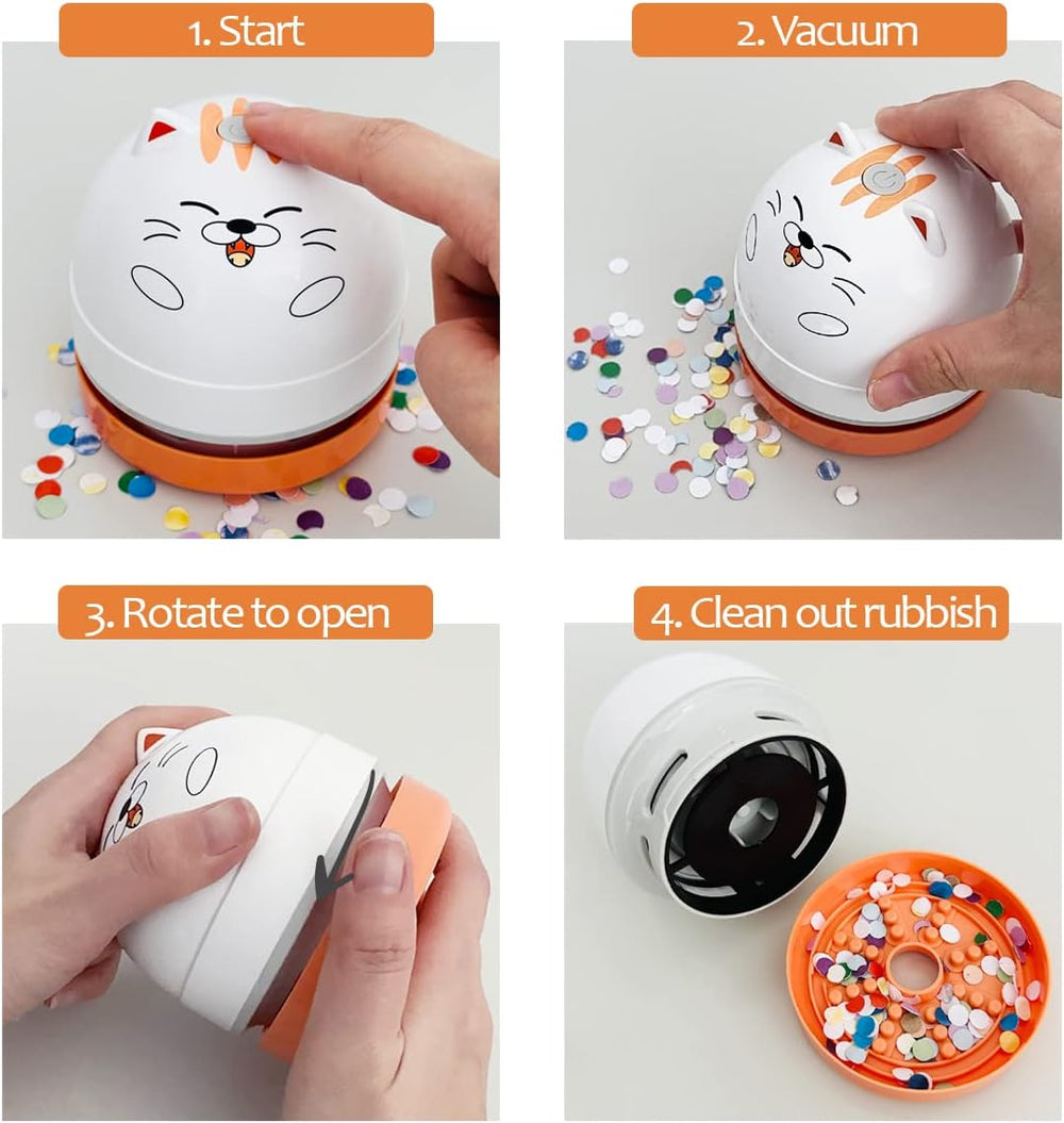 Orange Cat Desktop Vacuum USB Rechargeable