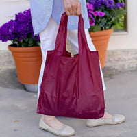 Burgundy Small & Large Foldable Nylon Tote Reusable Bags