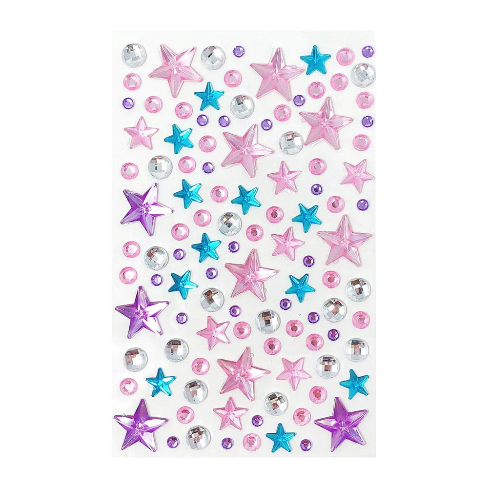 Pink Blue Lilac Large Star Crystal Gem Stickers