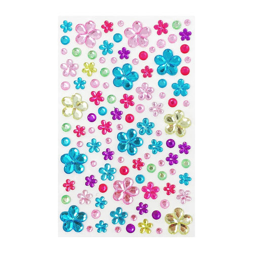 Pink Blue Yellow Large Flower Crystal Gem Stickers