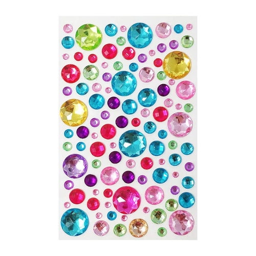 Pink Blue Green Large Round Crystal Gem Stickers