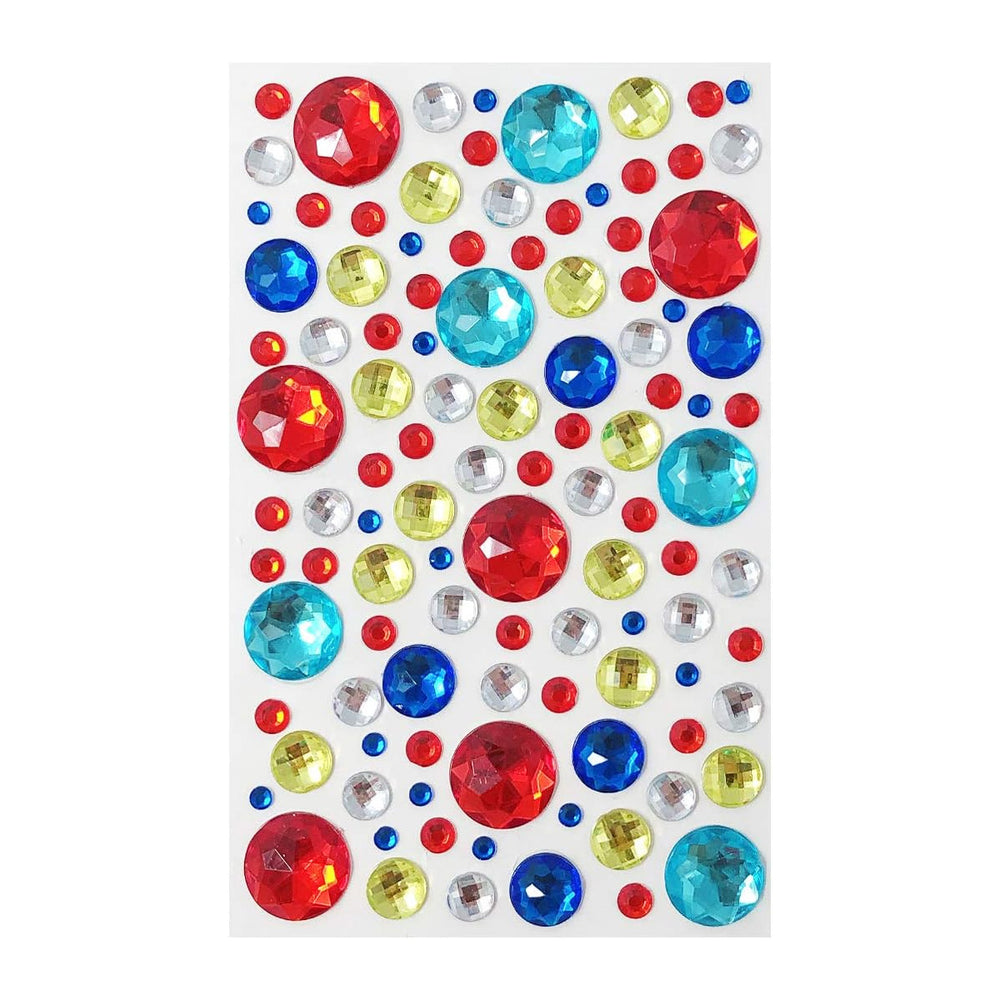 Red Blue Yellow Large Round Crystal Gem Stickers