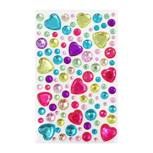 Pink Blue Green Large Heart Crystal Gem Stickers