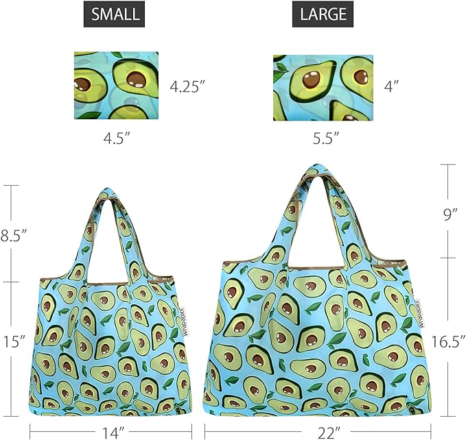 Avocado Small & Large Foldable Nylon Tote Reusable Bags