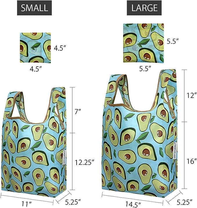 Avocado Nylon Reusable Foldable JoliBag Grocery Bag (set of 2)