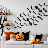 3D Bat Wall Decal Stickers with Foldable Wings (set of 60)