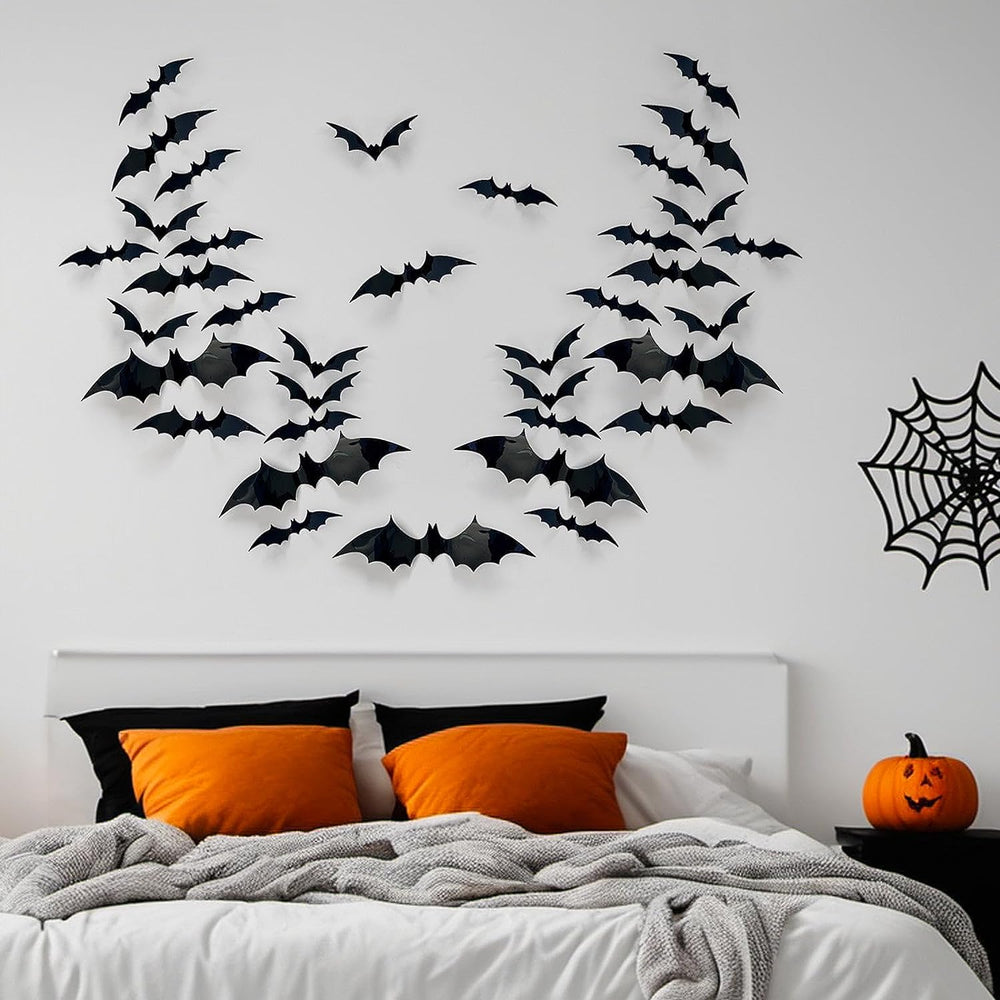 3D Bat Wall Decal Stickers with Foldable Wings (set of 60)