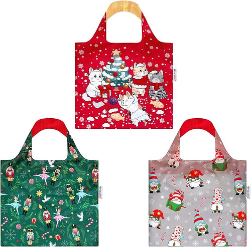 Festive Holiday Allybag Foldable Eco-Friendly Reusable Bag (set of 3)