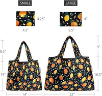 Oranges & Lemons Small & Large Foldable Nylon Tote Reusable Bags