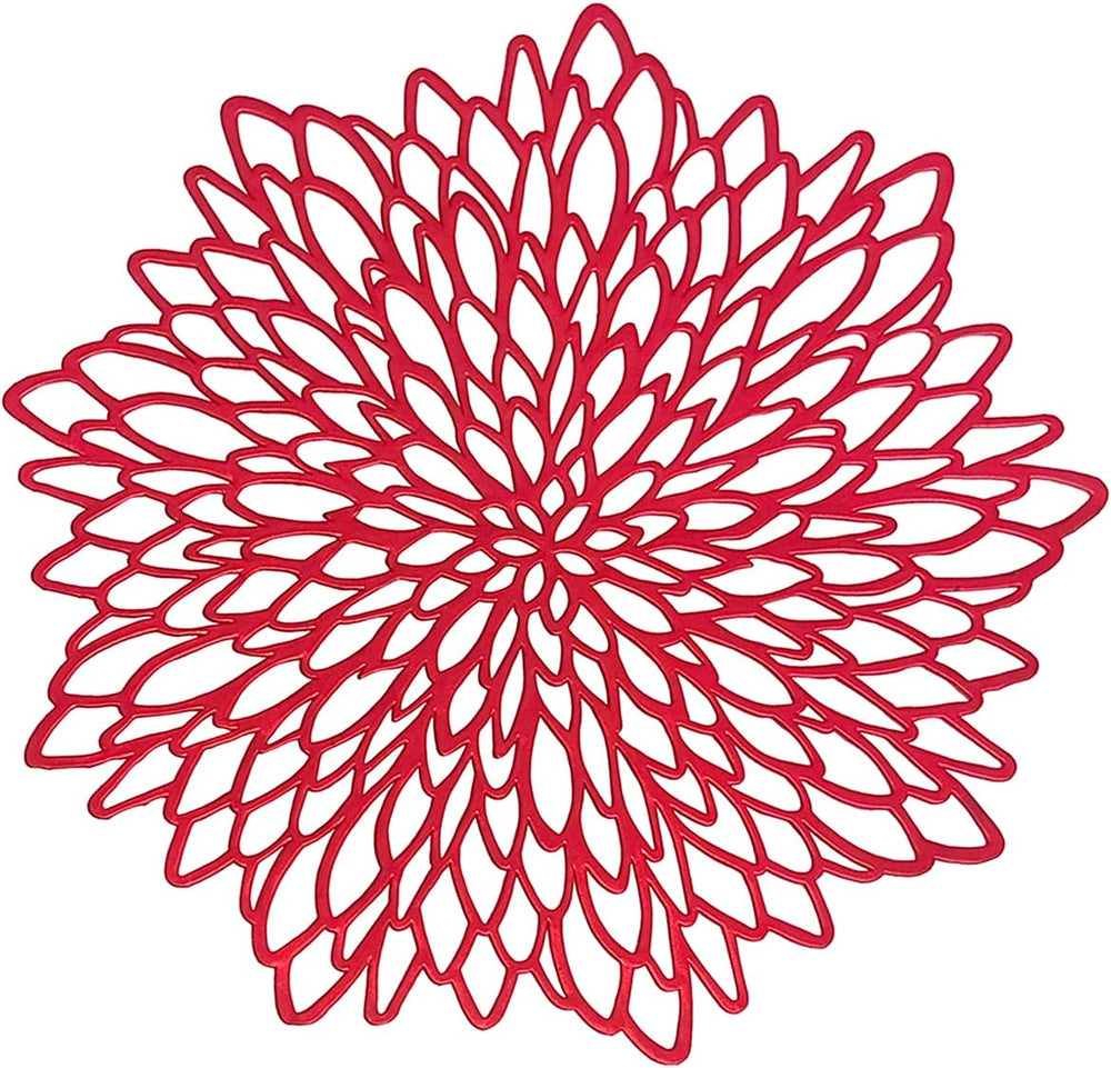 Red Blossom Vinyl Metallic Placemats (set of 4)