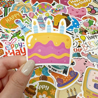Happy Birthday Waterproof Vinyl Stickers (100 stickers)