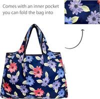Colorful Daisies Small & Large Foldable Nylon Tote Reusable Bags