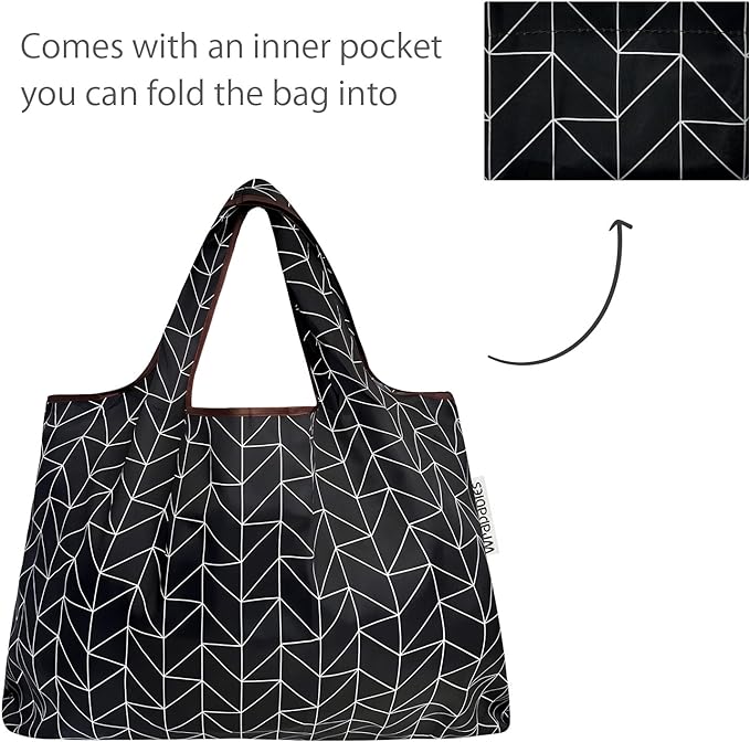 Geometric Small & Large Foldable Nylon Tote Reusable Bags
