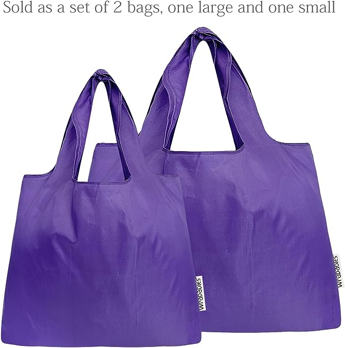 Purple Small & Large Foldable Nylon Tote Reusable Bags