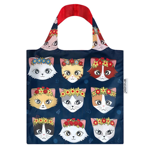 Flower Crown Cats Mini Allybag Foldable Eco-Friendly Reusable Bag