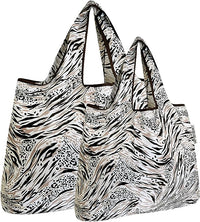 Wild Vibes Small & Large Foldable Nylon Tote Reusable Bags