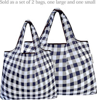 Black Checkers Small & Large Foldable Nylon Tote Reusable Bags