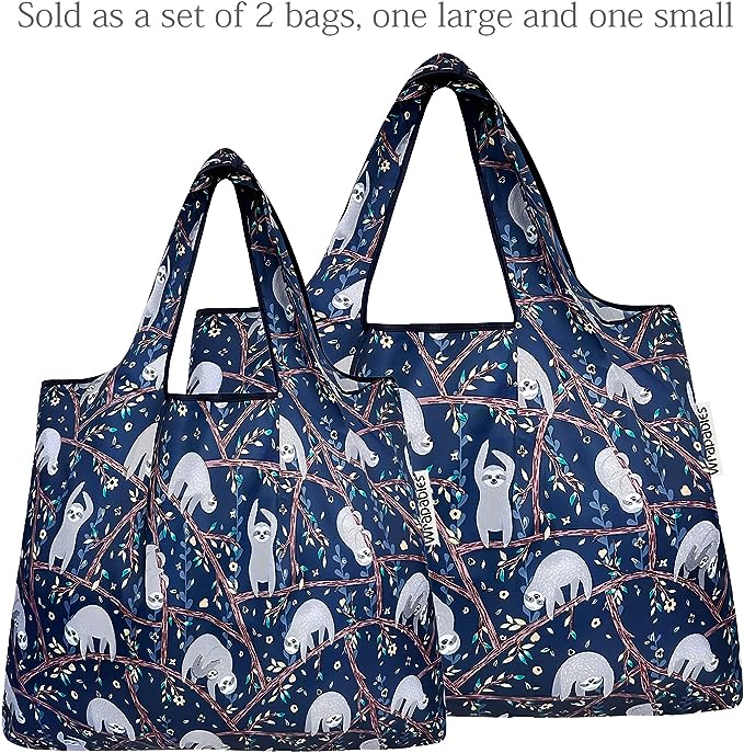 Sloths Small & Large Foldable Nylon Tote Reusable Bags