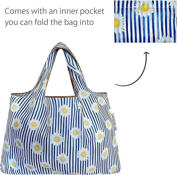 Daisies Small & Large Foldable Nylon Tote Reusable Bags