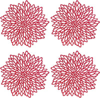 Red Blossom Vinyl Metallic Placemats (set of 4)
