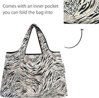 Wild Vibes Small & Large Foldable Nylon Tote Reusable Bags
