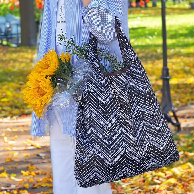 Intricate Chevron Small & Large Foldable Nylon Tote Reusable Bags
