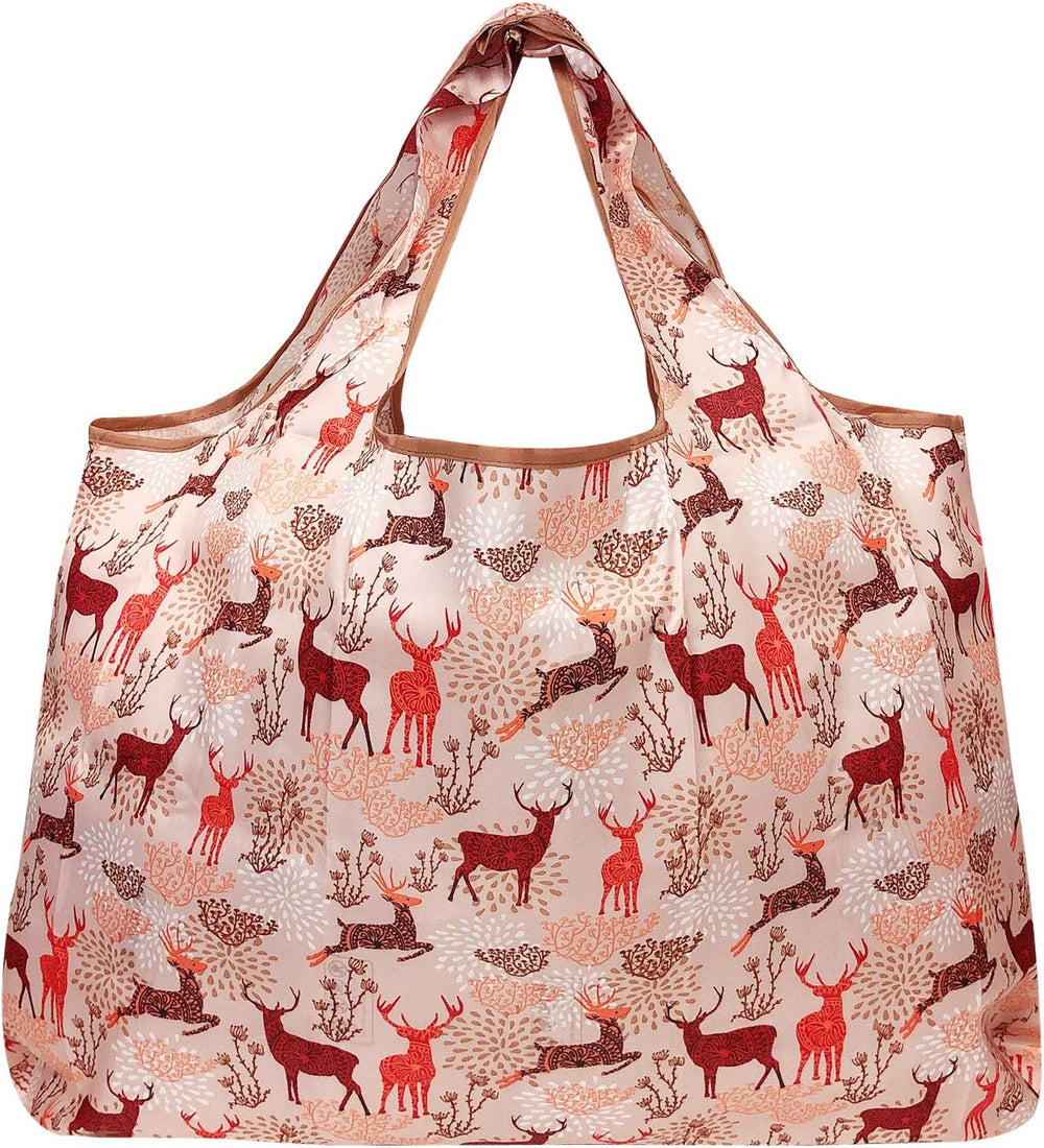 Flamingos, Deer, Paris Large Foldable Reusable Nylon Bags (set of 3)