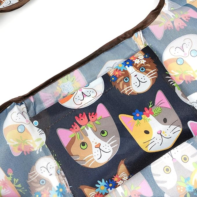 Crazy Cats Large Foldable Reusable Nylon Bag