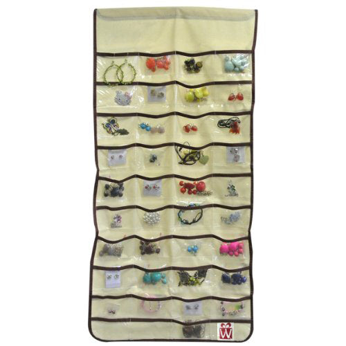 Two Sided 80 Pocket Hanging Jewelry Organizer