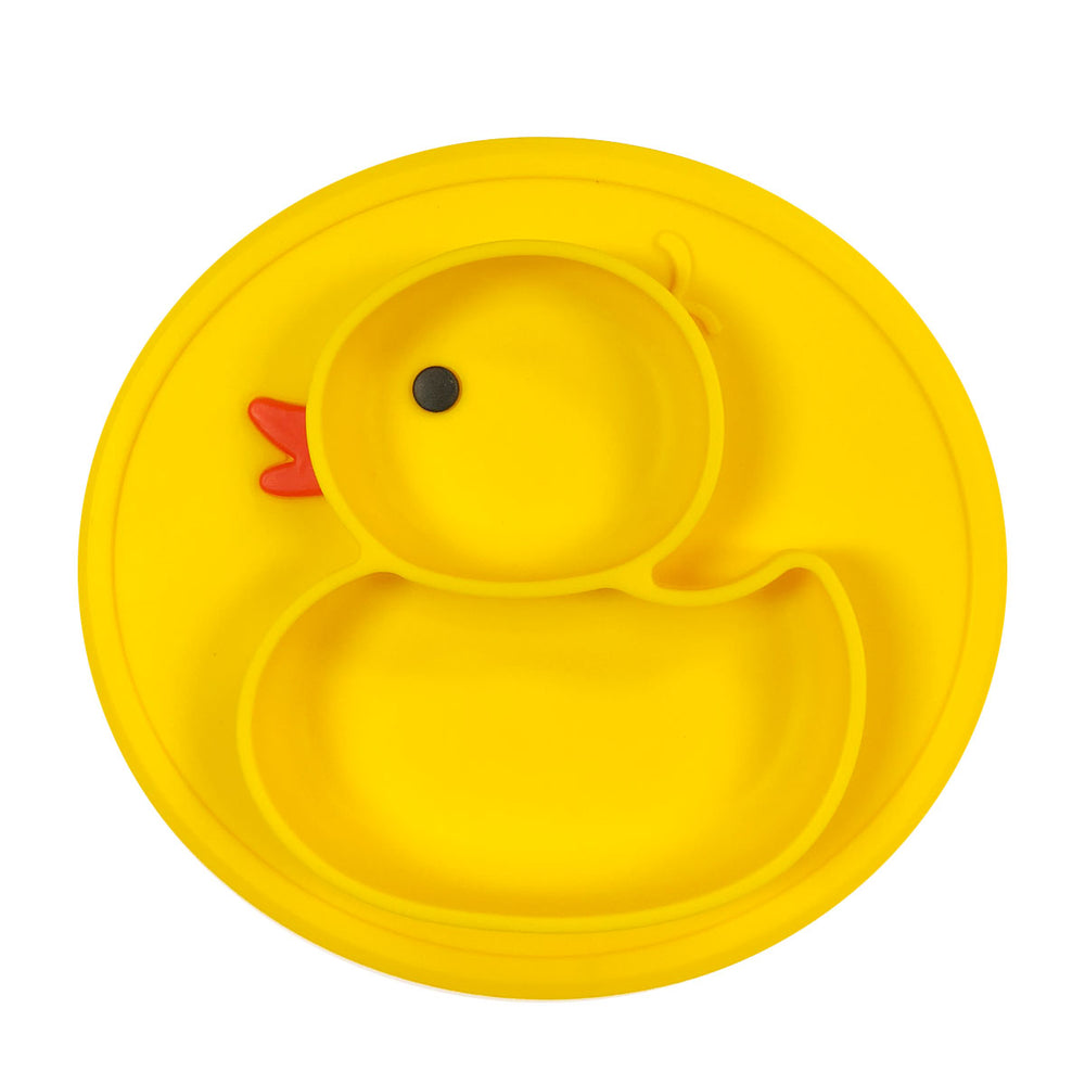 Silicone Placemat + Suction Food Plate for Baby, Duck